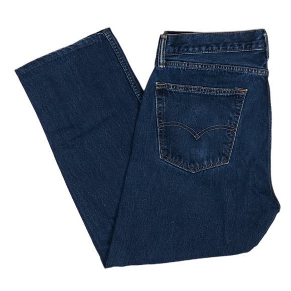 MEN'S LEVI'S 505 REGULAR FIT DARK WASH JEANS (36 X 29) - Picture 5 of 12